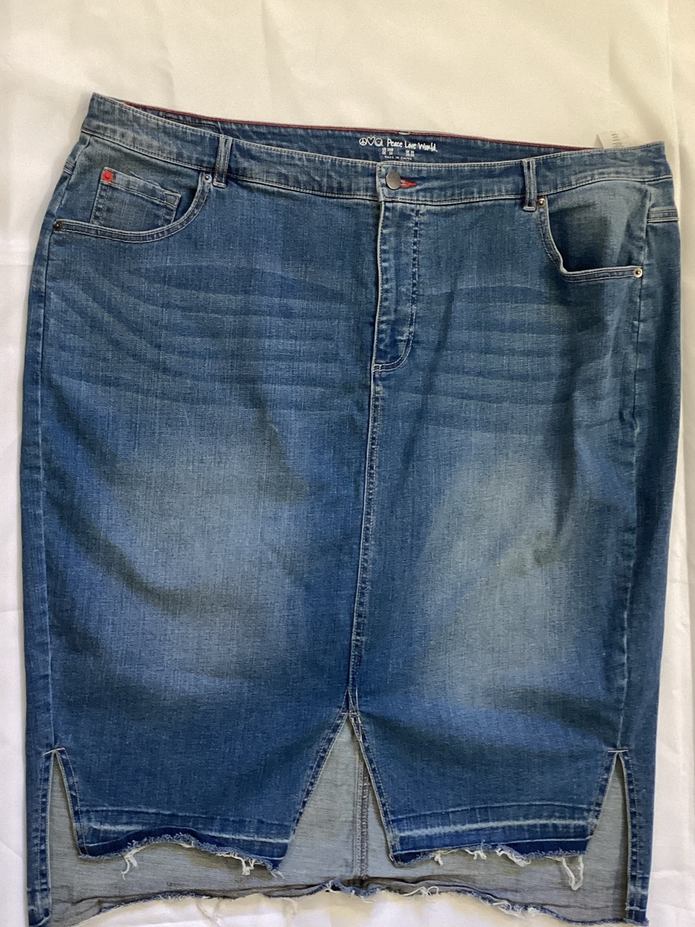 Peace Love World Women Plus Size Denim Pencil Skirt - Blue size 24W